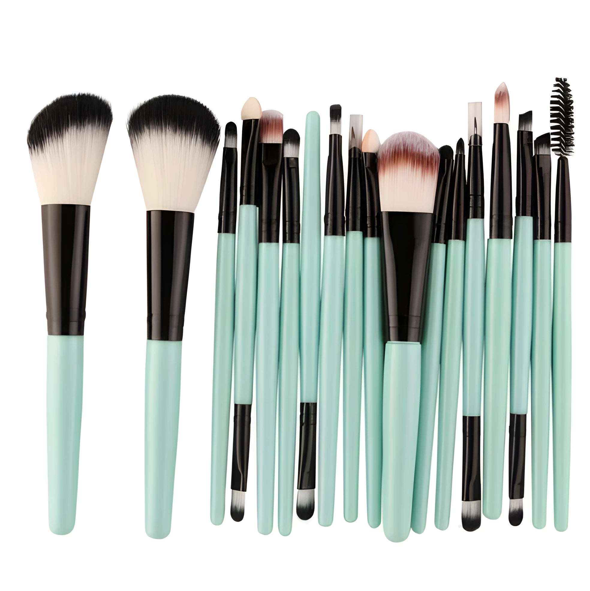 MAANGE 18 piece makeup brush set with fan-shaped brushes for contouring and blending