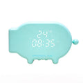 Blue and pink multifunctional LED alarm clock with temperature display and USB charging port