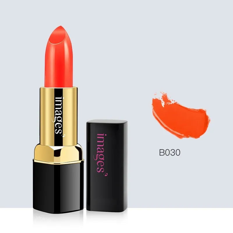 Moisturising lipstick tube in a choice of 10 colours including coral red and barbie pink.