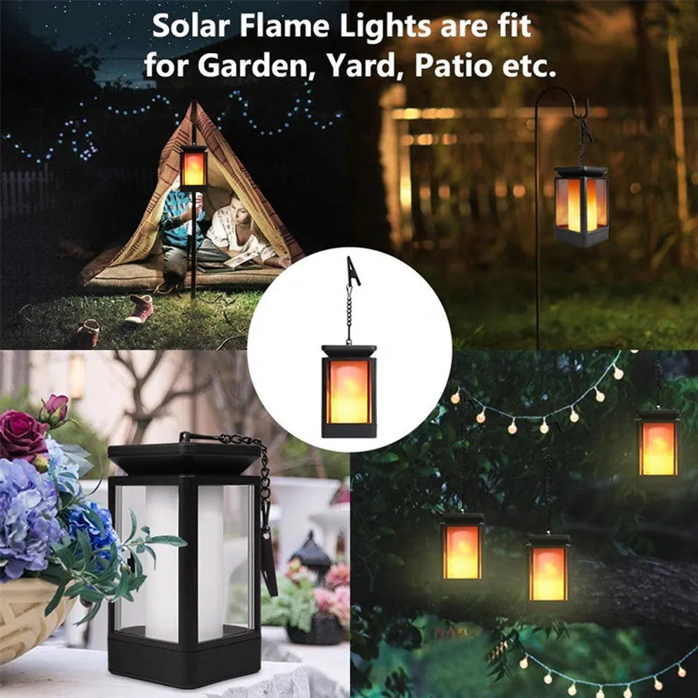 Antique Flame outdoor solar LED street lamp in black or grey with solar panel and 99 LED beads