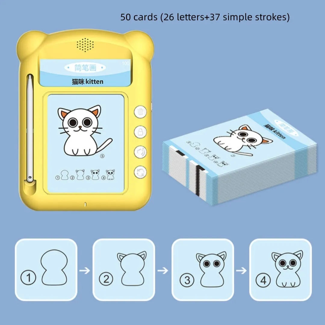 Yellow ABS plastic early learning machine with bilingual card system for children's language development