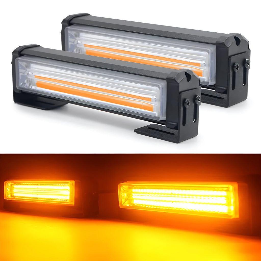 Yellow two middle net strobe warning light with aluminium alloy construction for vehicle emergency lighting