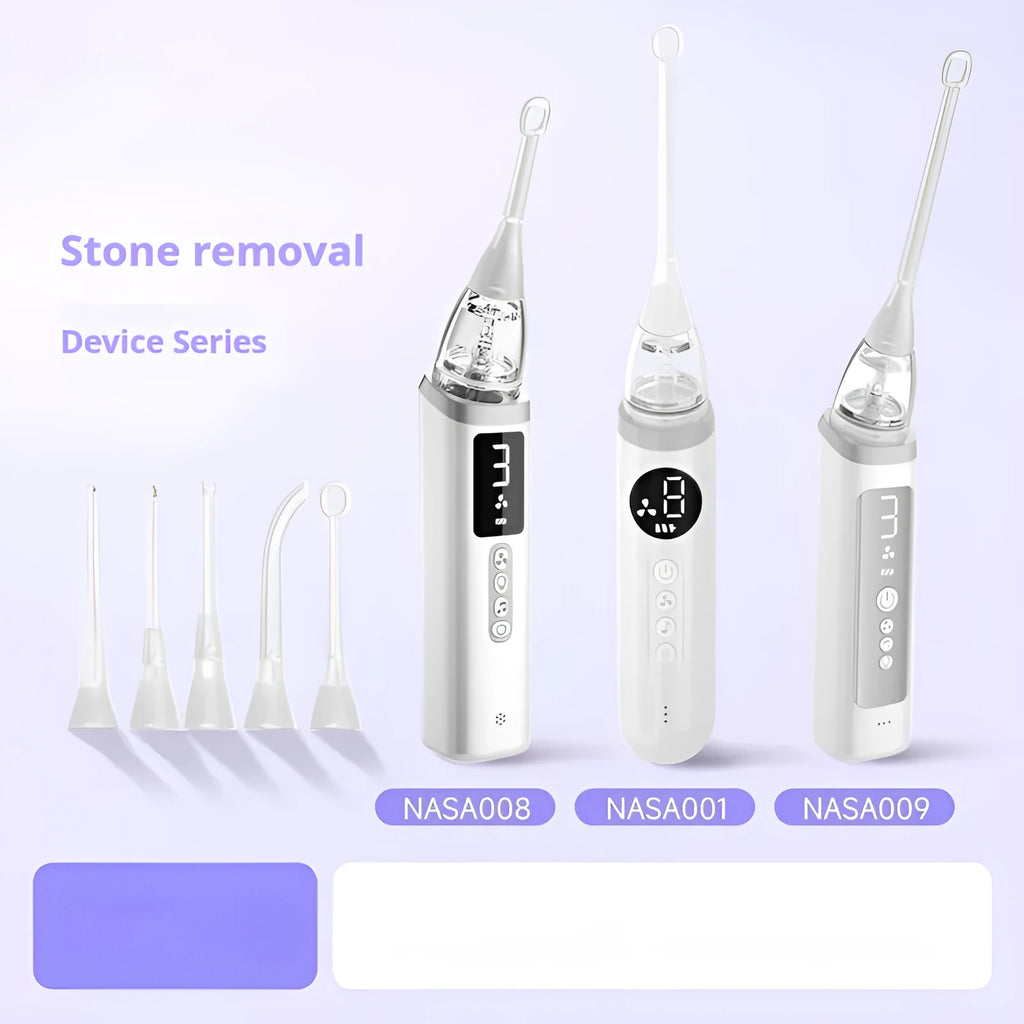 Milky white tonsil stone removal tool with oral cleaning extractor for dental calculus