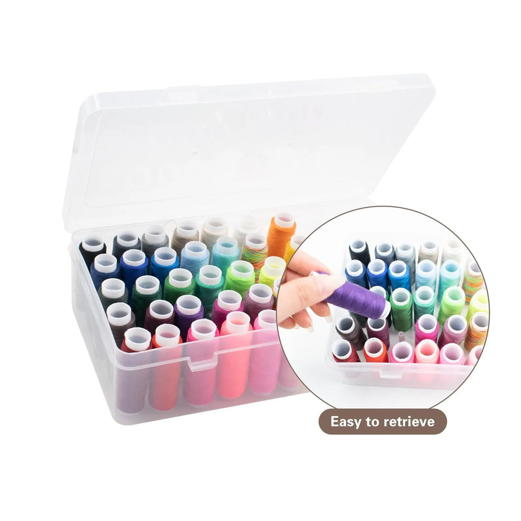 Plastic embroidery storage box with 42 compartments in transparent, pink, or blue colour options