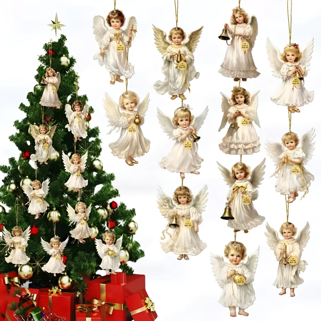 12 pieces Victoria angel wooden ornaments set density plate modern simplicity pendant decoration