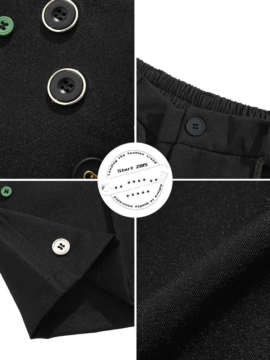 Men's black loose-fit straight-leg shorts with a semi-elastic waistband and zipper fly.