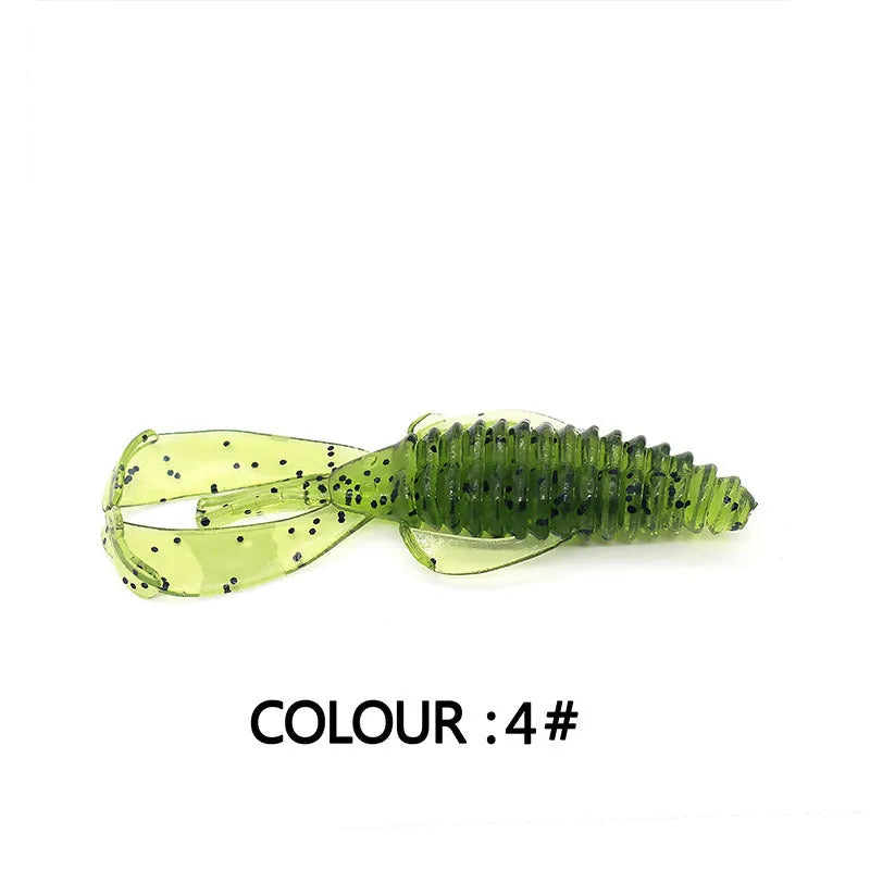 PVC soft plastic fishing lure in two sizes: a smaller 8cm and a larger 12cm model, shown in a selection of colour variations.
