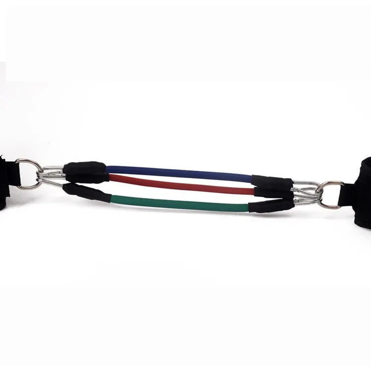 Black taekwondo leg training pull rope set for explosive kicking force development.