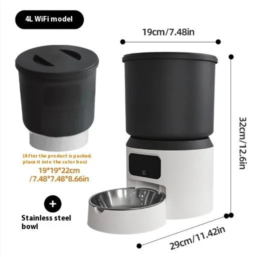 4L smart pet feeder with optional video camera and stainless steel bowl