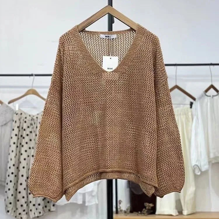 Loose polyester mesh sun protection top with princess sleeves in Chinese style, available in multiple colours and sizes