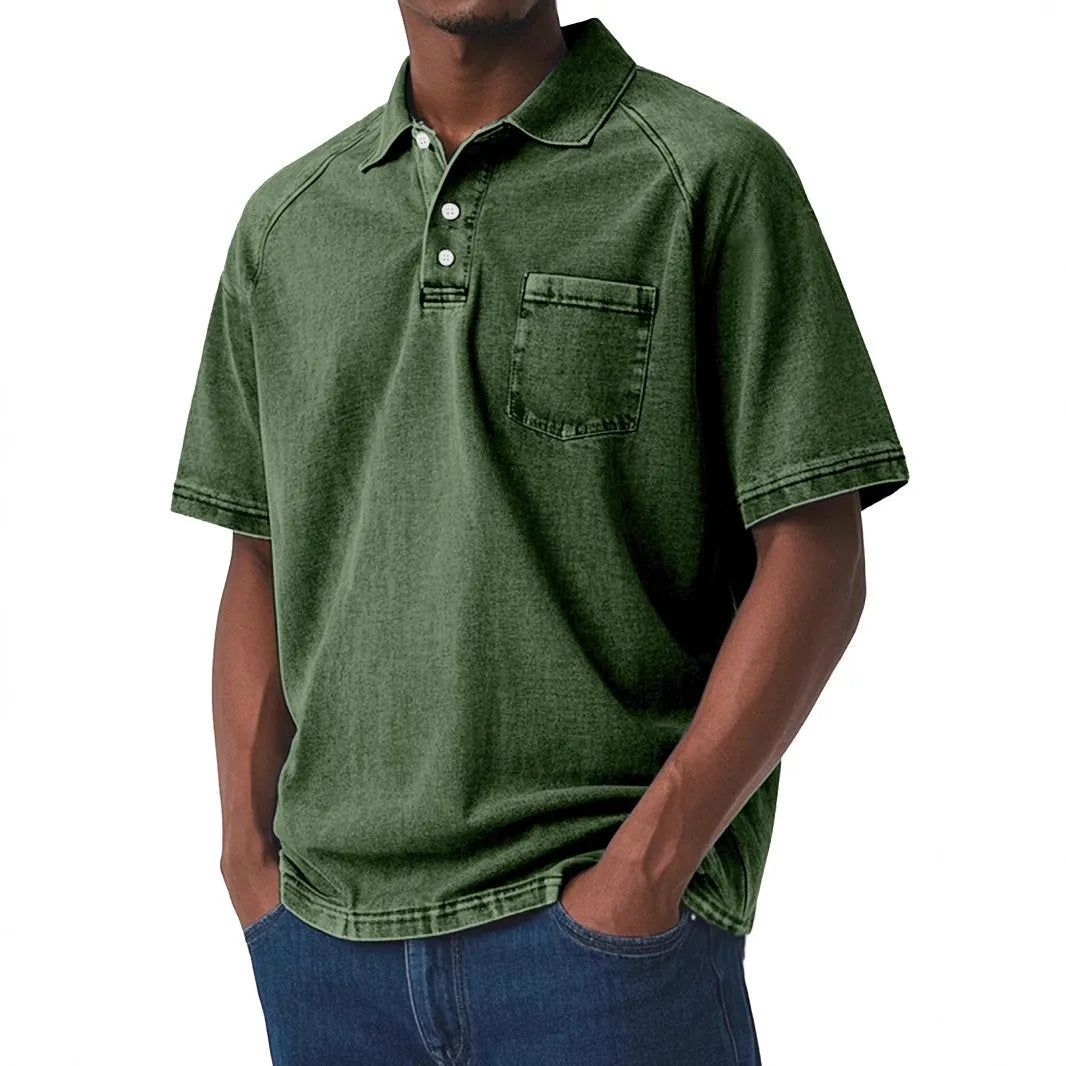 Plus size men's Korean style printed short sleeve shirt in lightweight polyester fabric