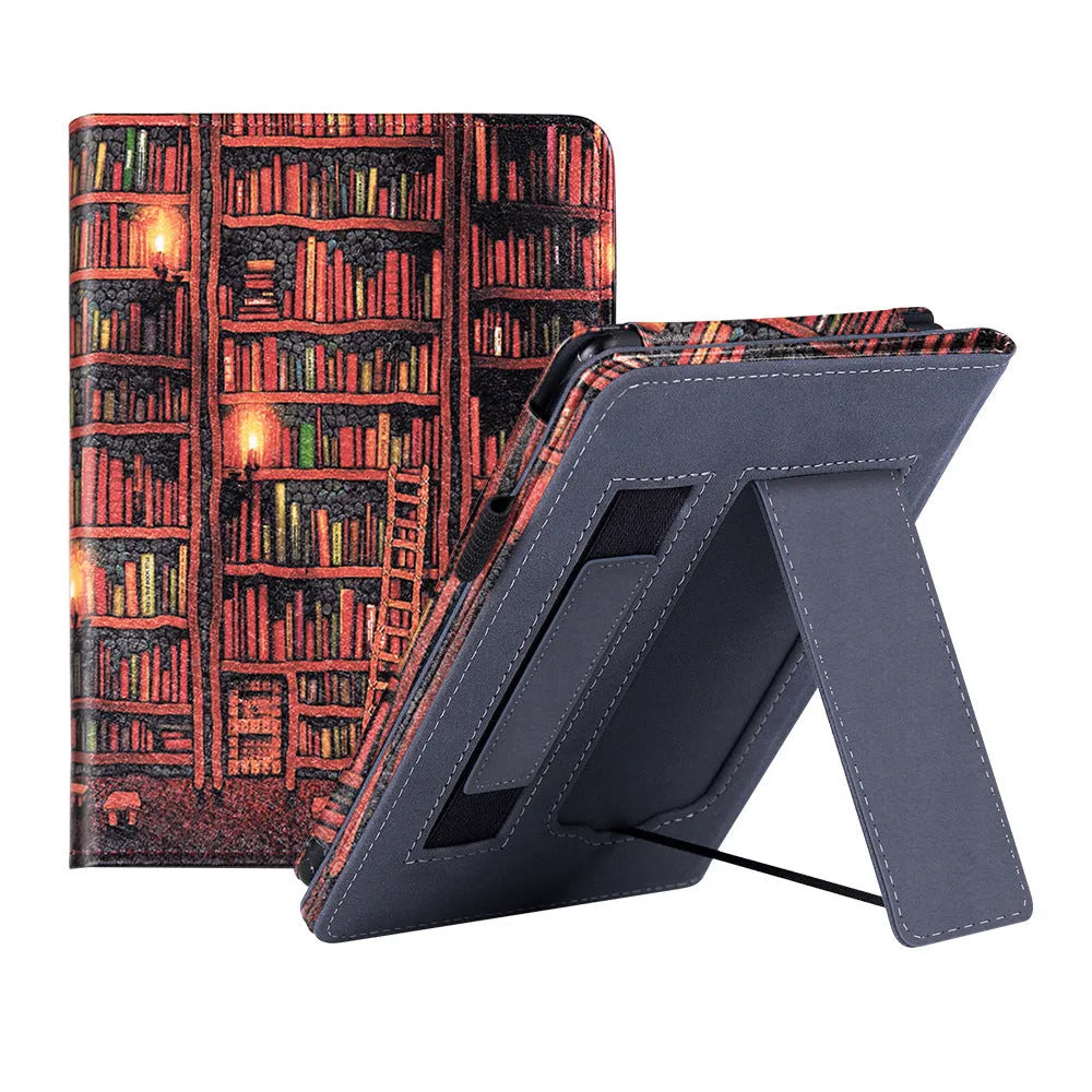 Kindle Paperwhite 11 fabric case with wrist strap bracket in calf leather construction