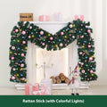 2.7 metre pink Christmas rattan wall decoration with 240 LED lights and wrought iron frame