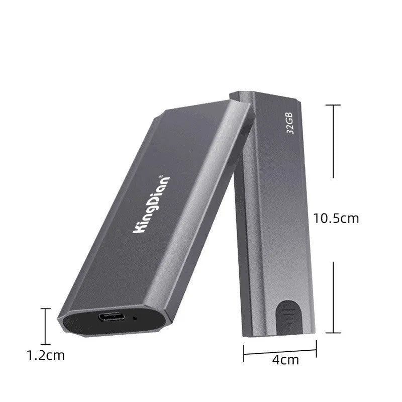 Grey mobile external SSD hard drive for direct phone connection with USB 3.0 interface