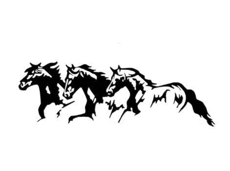 25cm by 8cm three horse auto decal vinyl sticker in black, white, red, and blue colour options