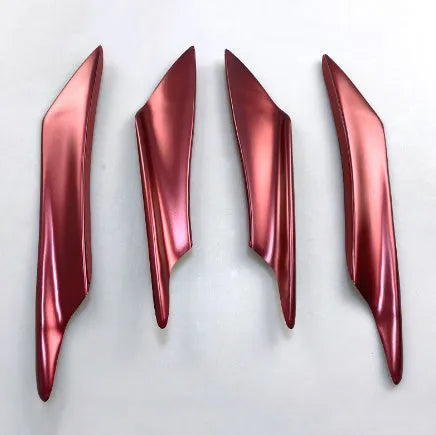 Four-piece carbon fibre pattern bumper blade kit for automotive installation