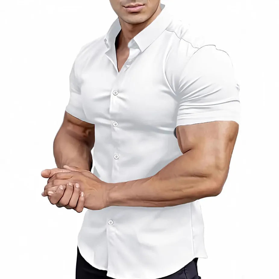 Men's printed short sleeve casual shirt in polyester fibre available in multiple colours and sizes