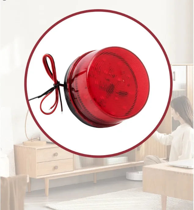 HC-79 small flash 24V warning and alarm light in red, showing compact cylindrical design with base.