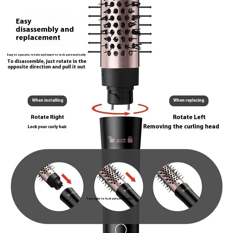 Automatic hair curler in rose gold or black creating large wave curls with included headbands