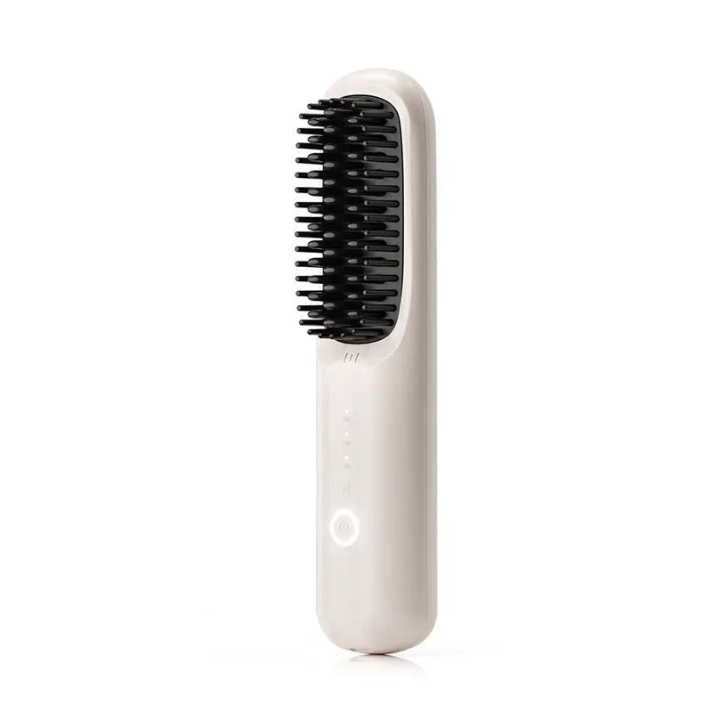 Anion wireless straightening comb in beige white colour with Type-C charging port