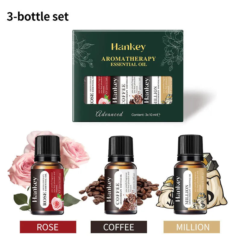 Boxed set of water-soluble aromatherapy essential oil bottles for fresh air function