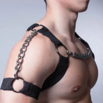 Adjustable elastic belly band corset in black with metal chain YLM-123 specification