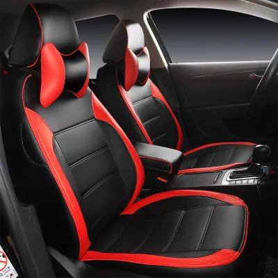 Cow leather car seat cover in beige and black colour options with binding style edging