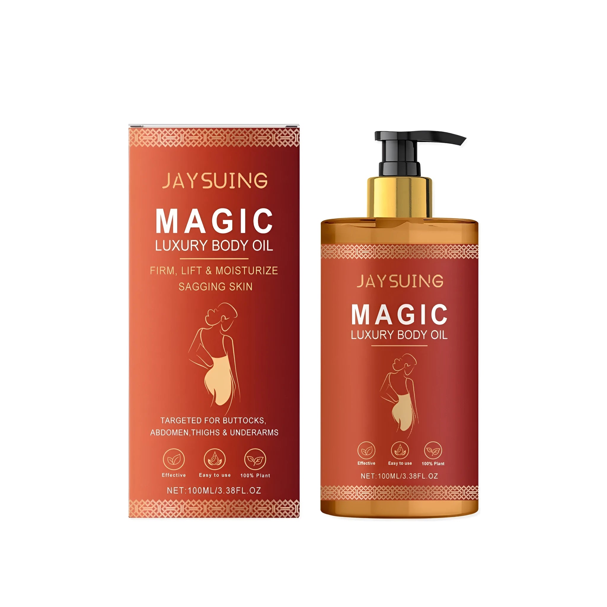 100ml bottle of tightening and nourishing body oil with rose hip and sweet almond oil.