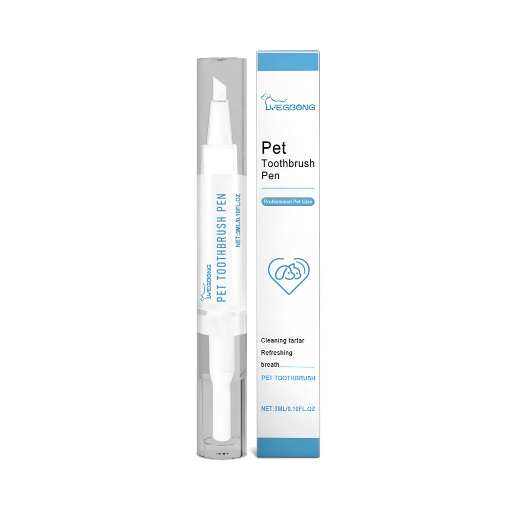 Pet teeth cleaning brush with 3ml liquid cleaner measuring 1.1x12.5cm