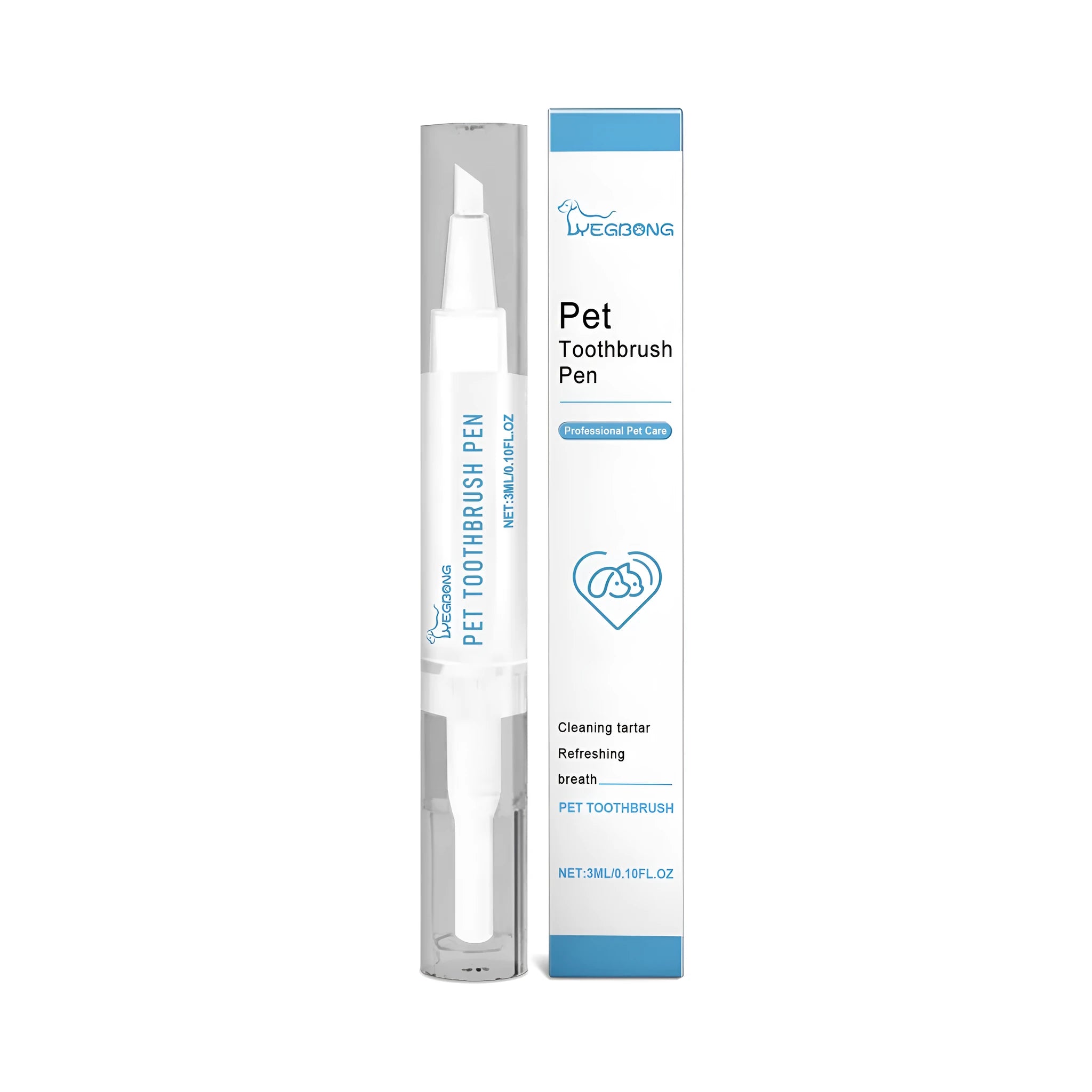 Pet teeth cleaning brush with 3ml liquid cleaner measuring 1.1x12.5cm