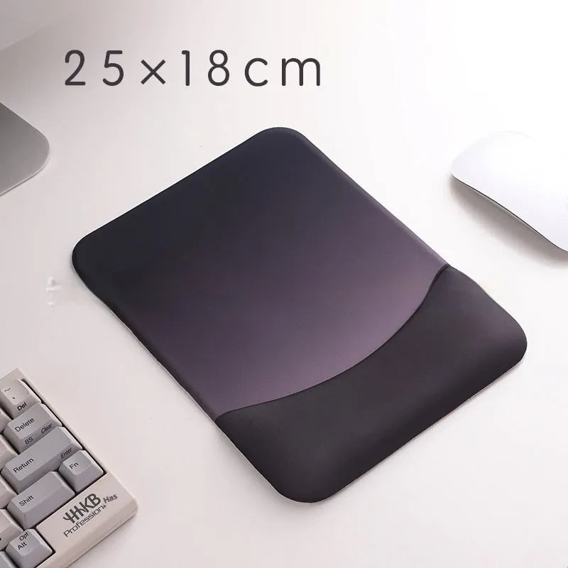 Square silicone wrist support mouse pad with cloth surface measuring 250x180mm