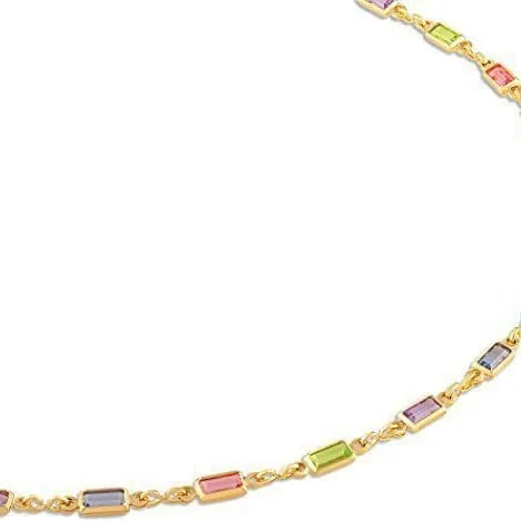 Ladies' geometric crystal necklace with alloy chain and glass accents in random colours