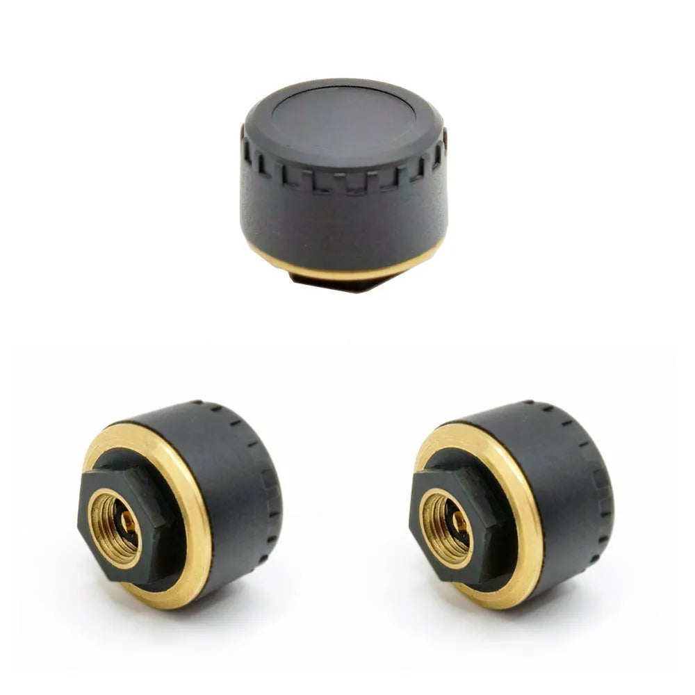 Black Bluetooth tyre pressure monitor sensors for car tyres with mobile phone display