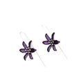 Purple flower-shaped alloy earrings with electroplated finish and elegant design for women