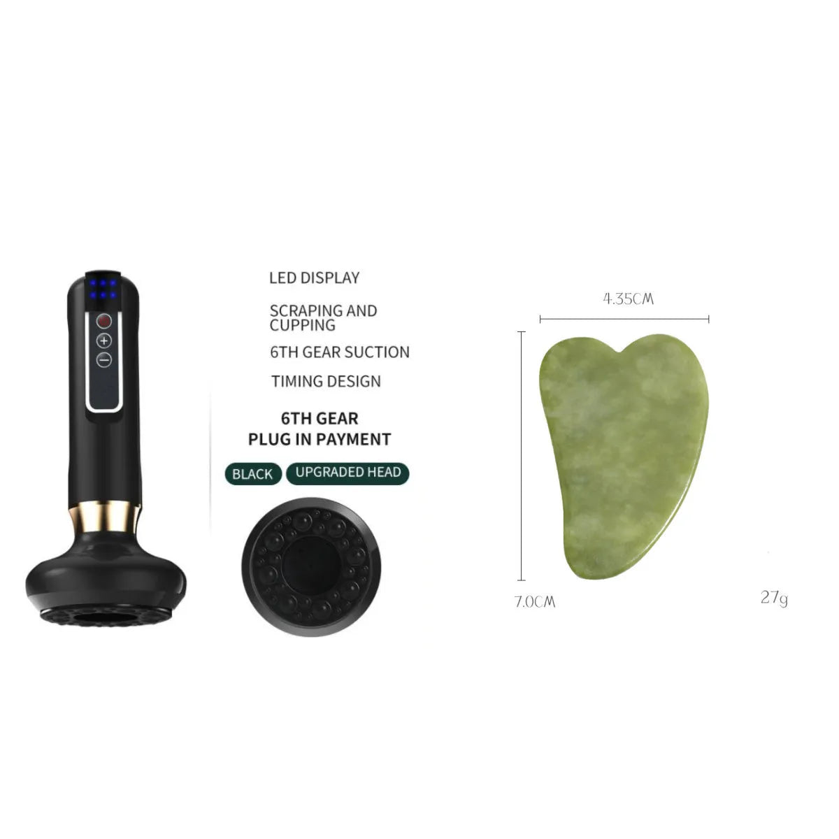 Green electric vacuum cupping gua sha massager with USB charger