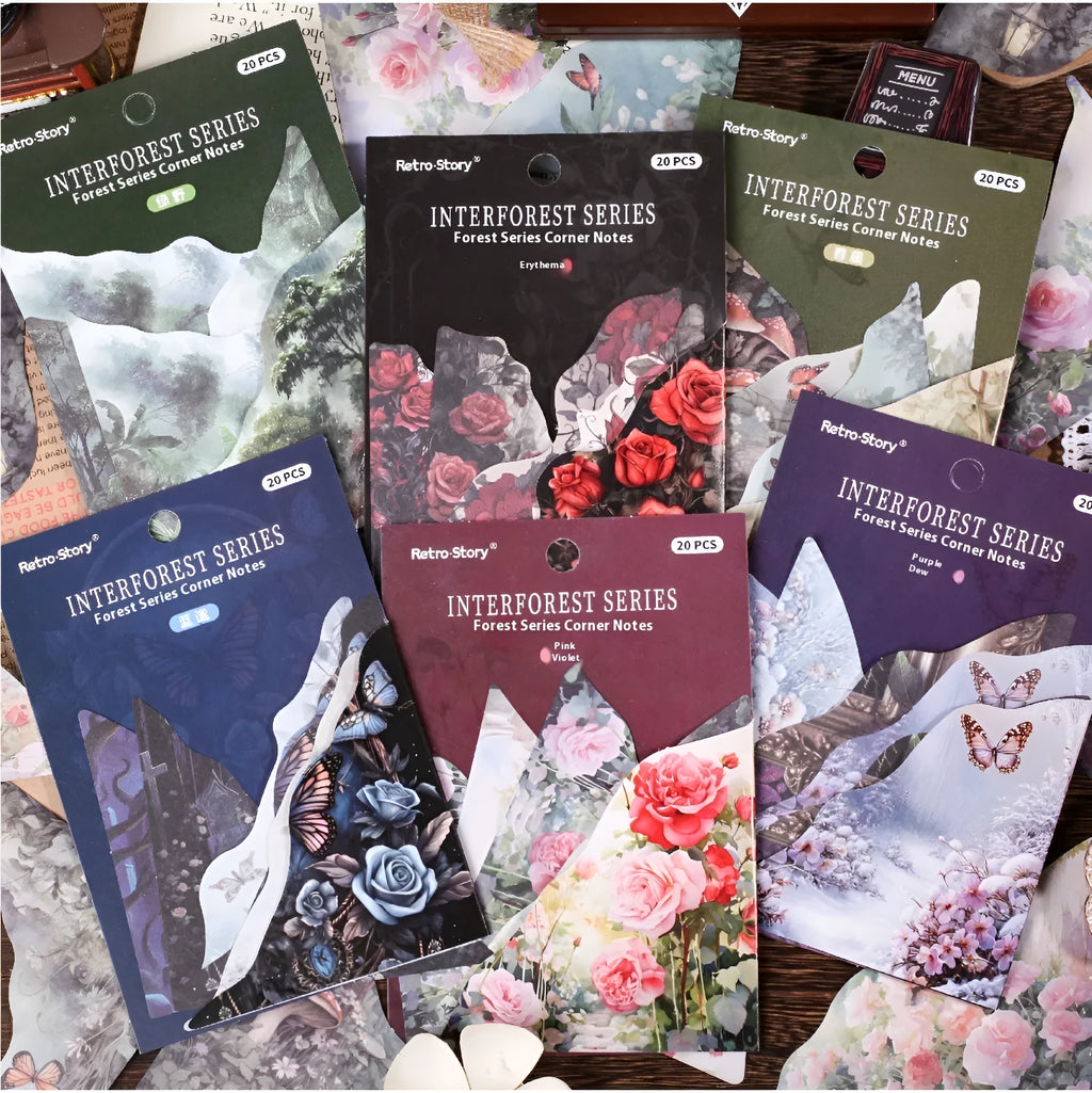 DIY hand account note bookmarks in six colours including spring vine, pink plum, red rose, blue, green wild, and purple dew.