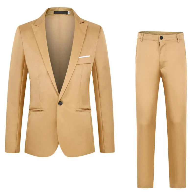 Men's loose-fit wedding suit jacket in acetate fibre, shown in multiple colours including black, grey, and wine red.