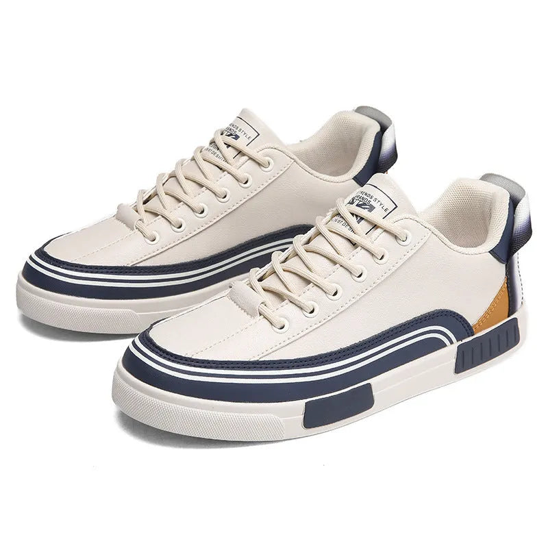 Men's canvas casual shoes with mesh panels in beige, white and green colour combination