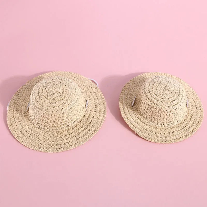 Cartoon-style adjustable paper hat for dog or cat on a neutral background, showing bowknot detail.