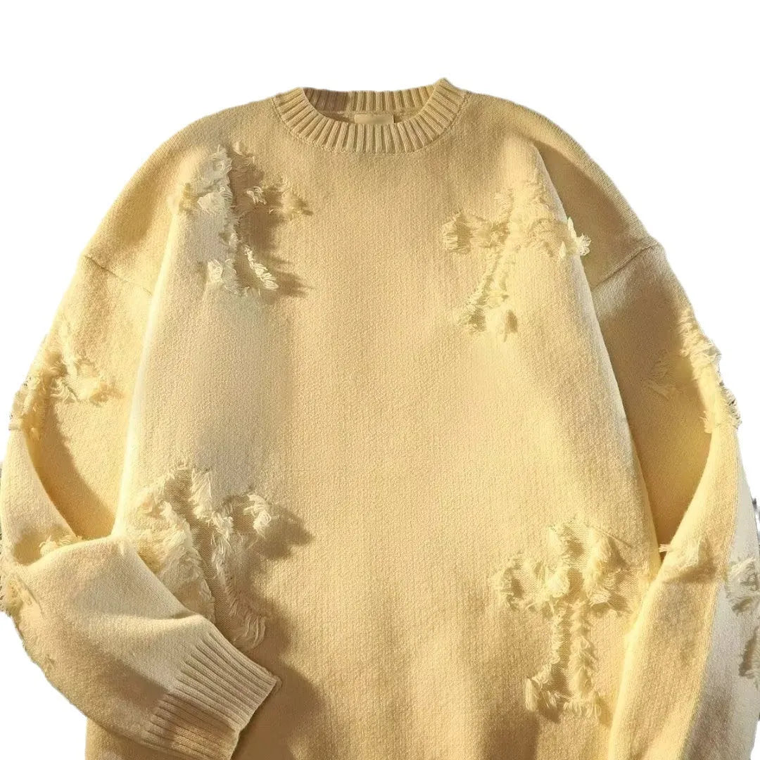 Men's ripped sweater hoodie in polyester fibre, available in apricot, black, and gray