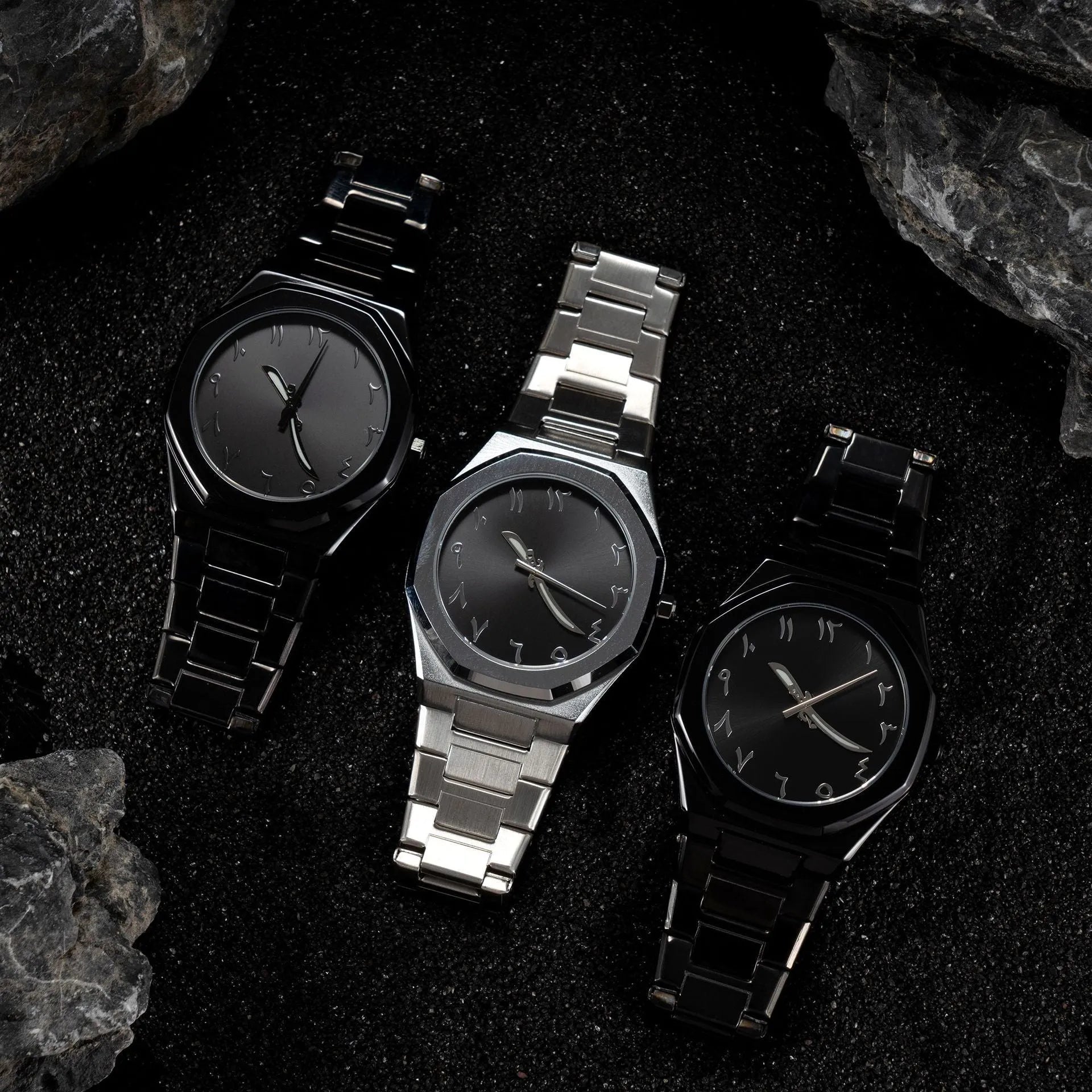 Men's business casual quartz watch with stainless steel band showing 10mm thickness