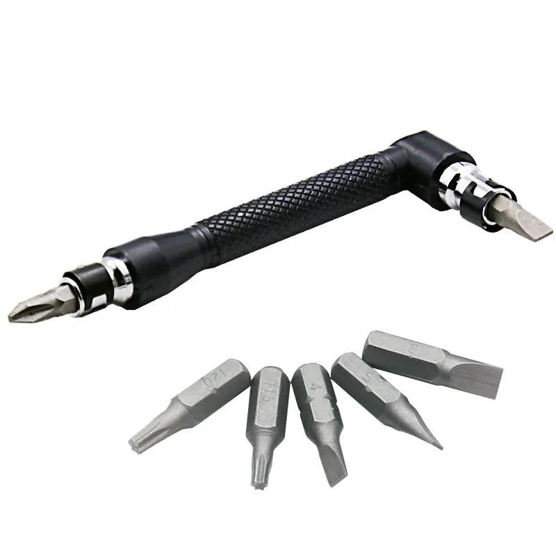 L-type double-headed socket wrench with 10 steel drill bits for mechanical and DIY applications