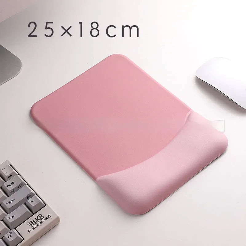 Square silicone wrist support mouse pad with cloth surface measuring 250x180mm