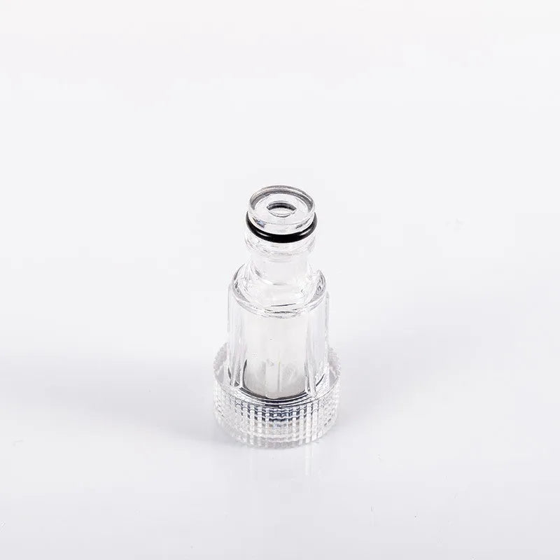 Transparent plastic water inlet joint for Kärcher pressure washers with 3cm diameter filter screen