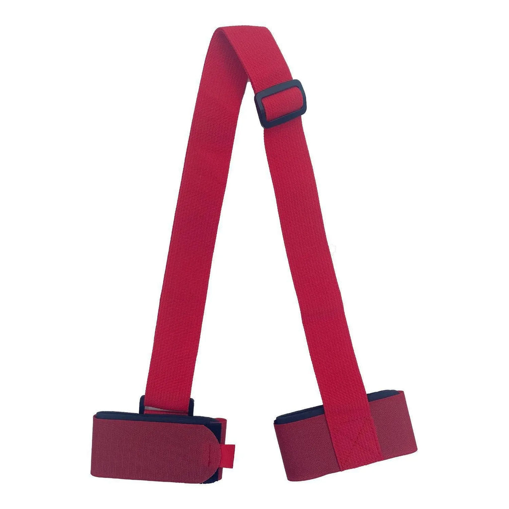 Adjustable skiing bandage strap with hook and loop fastening in black, blue, pink, and red colour options