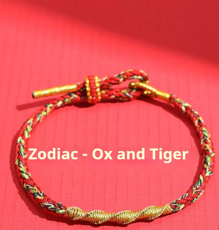 Hand-woven eight-strand guard strap bracelet in zodiac-themed colours with national tide style design