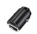 Black mini 30W car cigarette lighter charger with dual USB ports