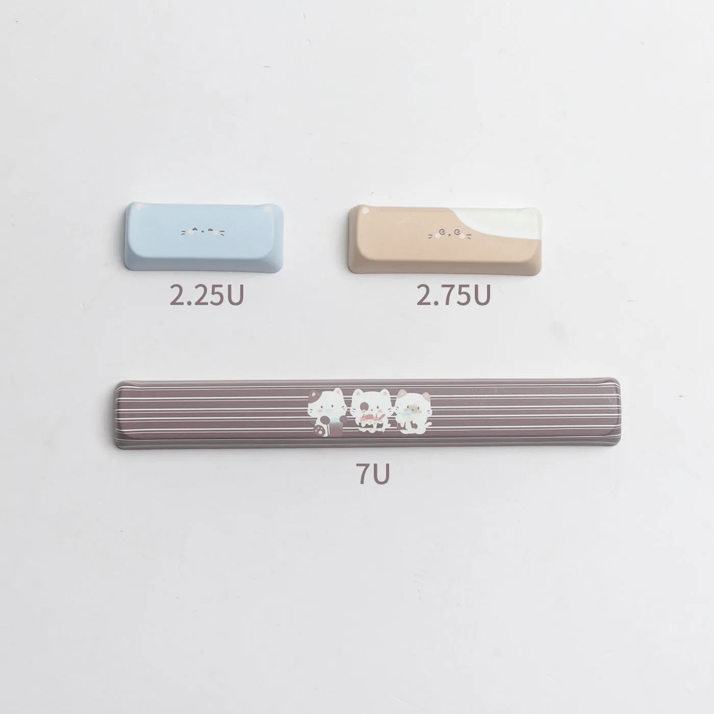 Sea salt cat themed PBT mechanical keyboard keycaps in full 26-unit set with optional 7u space bar