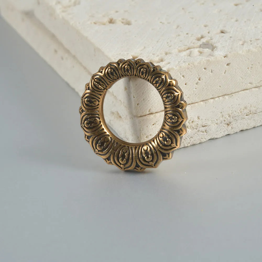 Retro magnetic earrings with hollow heart or lotus shapes in antique silver or ancient gold stainless steel