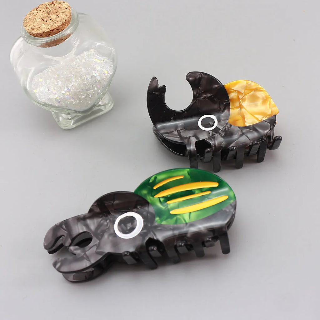 Handmade cellulose acetate Beetle Grip with cartoon caterpillar design